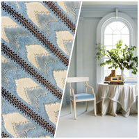 NEW Designer Heavyweight Striped Chevron Upholstery Fabric - Light Blue - Fancy Styles Fabric Pierre Frey Lee Jofa Brunschwig & Fils