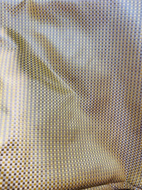 NEW Queen Alyssa Designer 100% Silk Taffeta Checkered Fabric - Yellow & Taupe - Fancy Styles Fabric Pierre Frey Lee Jofa Brunschwig & Fils