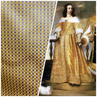 NEW Queen Alyssa Designer 100% Silk Taffeta Checkered Fabric - Yellow & Taupe - Fancy Styles Fabric Pierre Frey Lee Jofa Brunschwig & Fils