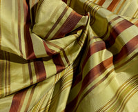 NEW Duchess Gianna Designer 100% Silk Taffeta Pistachio Green with Red & Gold Stripes - Fancy Styles Fabric Pierre Frey Lee Jofa Brunschwig & Fils
