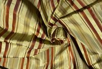 NEW Duchess Gianna Designer 100% Silk Taffeta Pistachio Green with Red & Gold Stripes - Fancy Styles Fabric Pierre Frey Lee Jofa Brunschwig & Fils