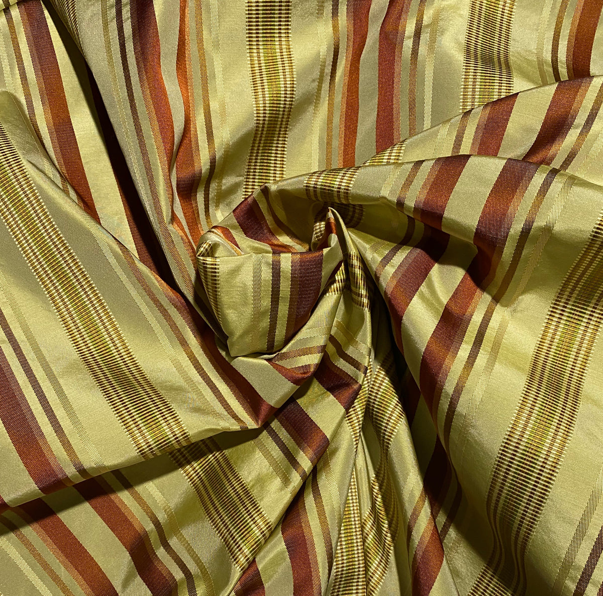 NEW Duchess Gianna Designer 100% Silk Taffeta Pistachio Green with Red & Gold Stripes - Fancy Styles Fabric Pierre Frey Lee Jofa Brunschwig & Fils