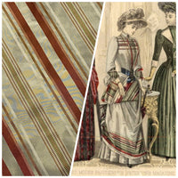 NEW Duchess Gianna Designer 100% Silk Taffeta Pistachio Green with Red & Gold Stripes - Fancy Styles Fabric Pierre Frey Lee Jofa Brunschwig & Fils