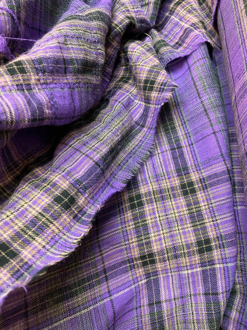 NEW Designer 100% Cotton Lightweight Gauze Plaid Tartan Fabric - Purple - Fancy Styles Fabric Pierre Frey Lee Jofa Brunschwig & Fils