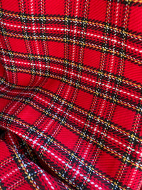 New Designer Plaid Tartan Medium Weight Woven Fabric - Red - Fancy Styles Fabric Pierre Frey Lee Jofa Brunschwig & Fils