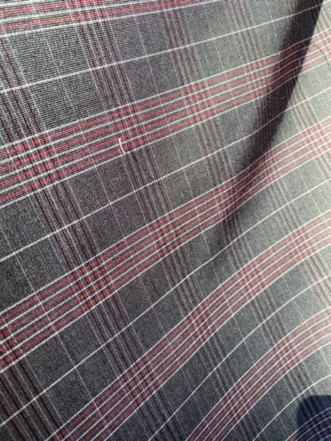 NEW Designer Plaid Tartan Medium Dress Weight Woven Fabric - Gray and Red - Fancy Styles Fabric Pierre Frey Lee Jofa Brunschwig & Fils