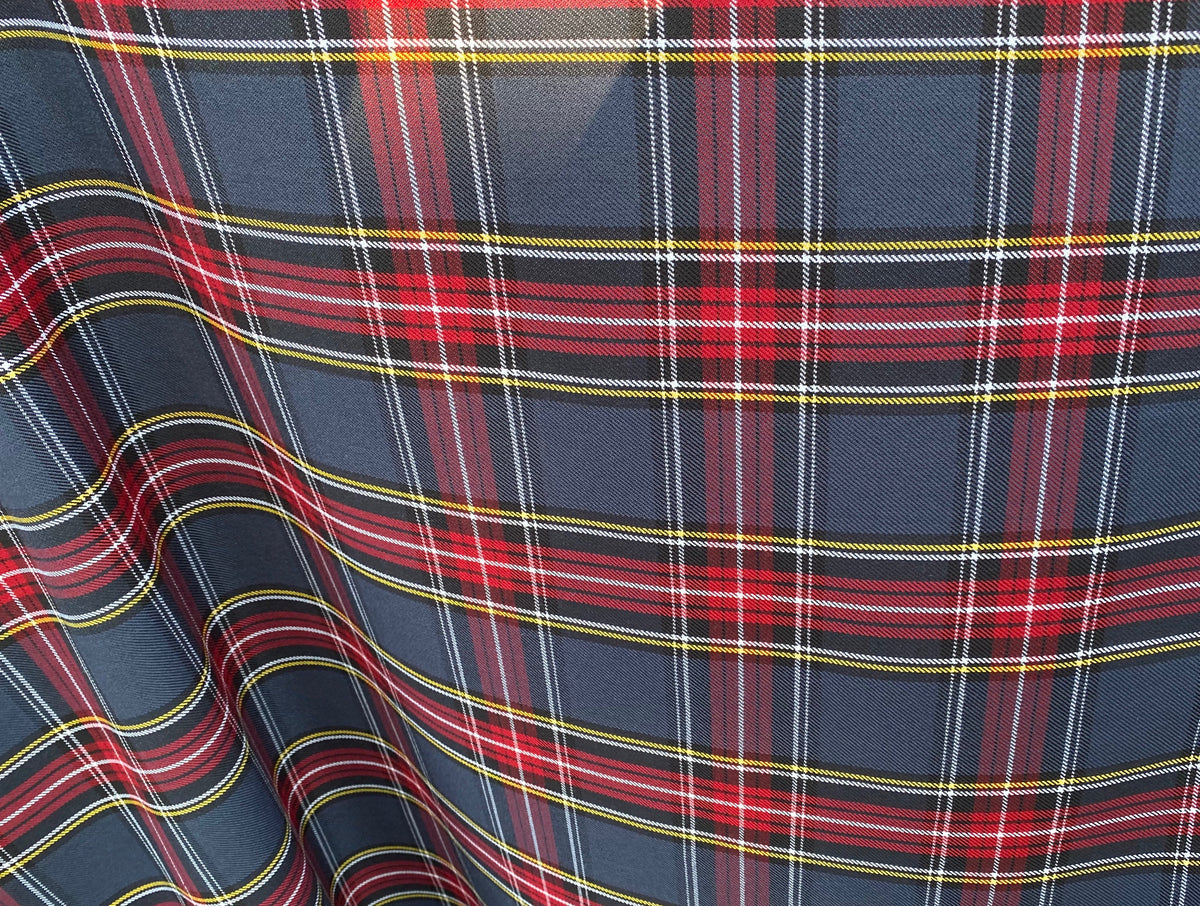 NEW Designer Plaid Tartan Medium Dress Weight Woven Fabric - Gray, Red, Yellow, & Black - Fancy Styles Fabric Pierre Frey Lee Jofa Brunschwig & Fils