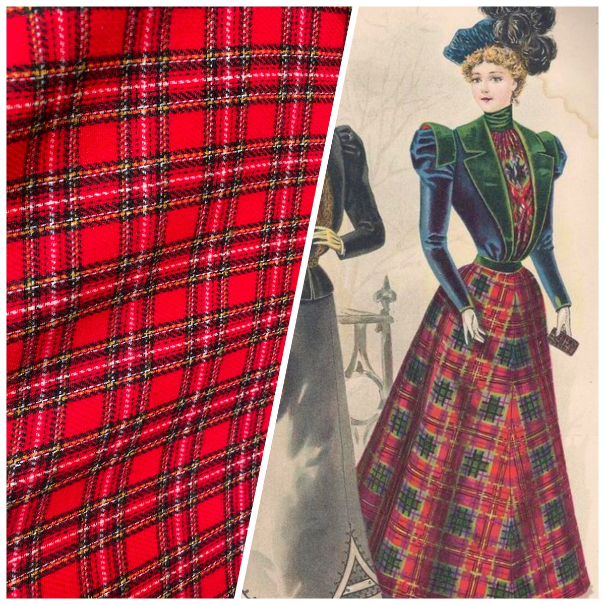New Designer Plaid Tartan Medium Weight Woven Fabric - Red - Fancy Styles Fabric Pierre Frey Lee Jofa Brunschwig & Fils