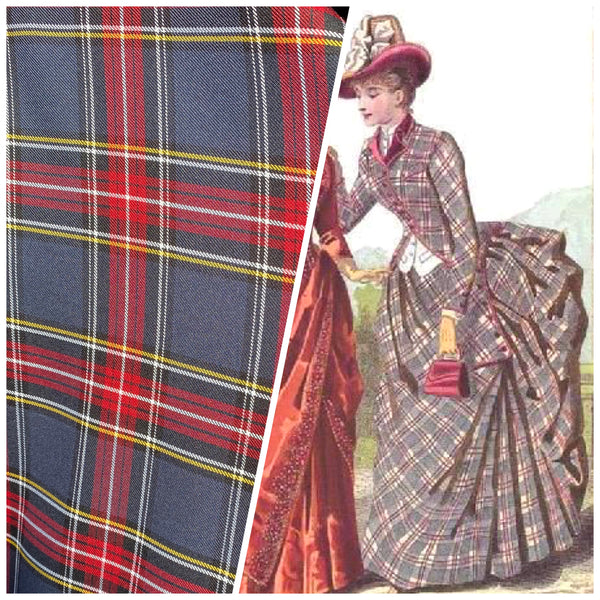 NEW Designer Plaid Tartan Medium Dress Weight Woven Fabric - Gray, Red, Yellow, & Black - Fancy Styles Fabric Pierre Frey Lee Jofa Brunschwig & Fils
