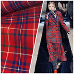 NEW Designer 100% Wool Plaid Tartan Medium Weight Woven Fabric - Red & Blue - Fancy Styles Fabric Pierre Frey Lee Jofa Brunschwig & Fils