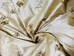 Princess Amelia Designer 100% Silk Dupioni Fabric - Eggshell Floral Bouquet with Bows - Fancy Styles Fabric Pierre Frey Lee Jofa Brunschwig & Fils