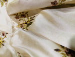 Princess Amelia Designer 100% Silk Dupioni Fabric - Eggshell Floral Bouquet with Bows - Fancy Styles Fabric Pierre Frey Lee Jofa Brunschwig & Fils