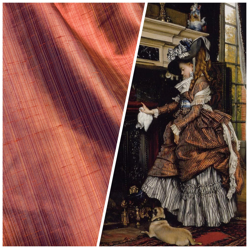 NEW Lady Bridgette Designer 100% Silk Dupioni Fabric - Striped Red & Pink - Fancy Styles Fabric Pierre Frey Lee Jofa Brunschwig & Fils