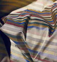 NEW Duchess Roxanne Designer 100% Silk Taffeta - Blue, Green, & Bronze Stripes - Fancy Styles Fabric Pierre Frey Lee Jofa Brunschwig & Fils