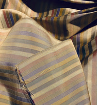 NEW Duchess Roxanne Designer 100% Silk Taffeta - Blue, Green, & Bronze Stripes - Fancy Styles Fabric Pierre Frey Lee Jofa Brunschwig & Fils