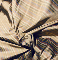 NEW Duchess Roxanne Designer 100% Silk Taffeta - Blue, Green, & Bronze Stripes - Fancy Styles Fabric Pierre Frey Lee Jofa Brunschwig & Fils