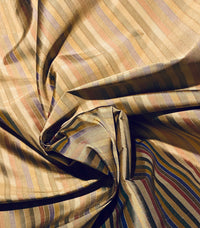NEW Duchess Roxanne Designer 100% Silk Taffeta - Blue, Green, & Bronze Stripes - Fancy Styles Fabric Pierre Frey Lee Jofa Brunschwig & Fils