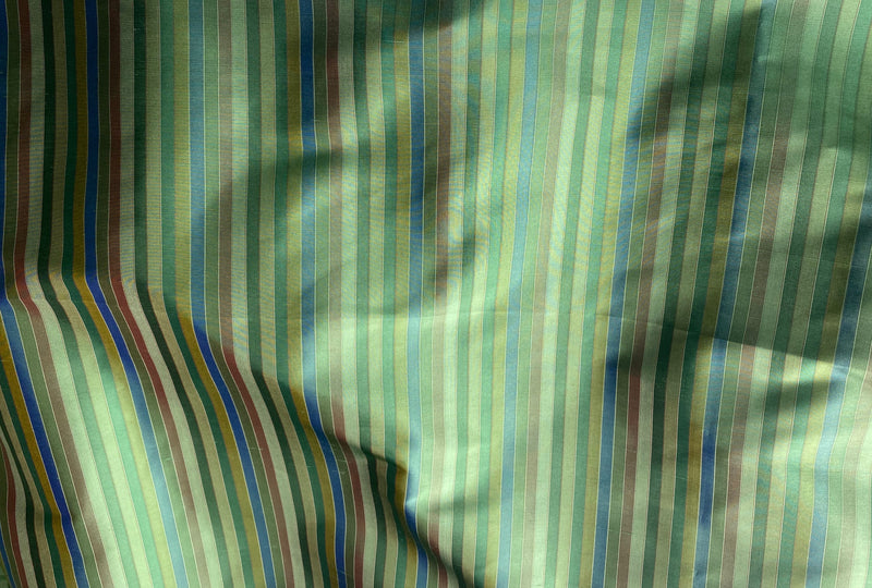 DEAL! Duchess Roxanne Designer 100% Silk Taffeta - Blue, Green, & Teal Stripes - Fancy Styles Fabric Pierre Frey Lee Jofa Brunschwig & Fils