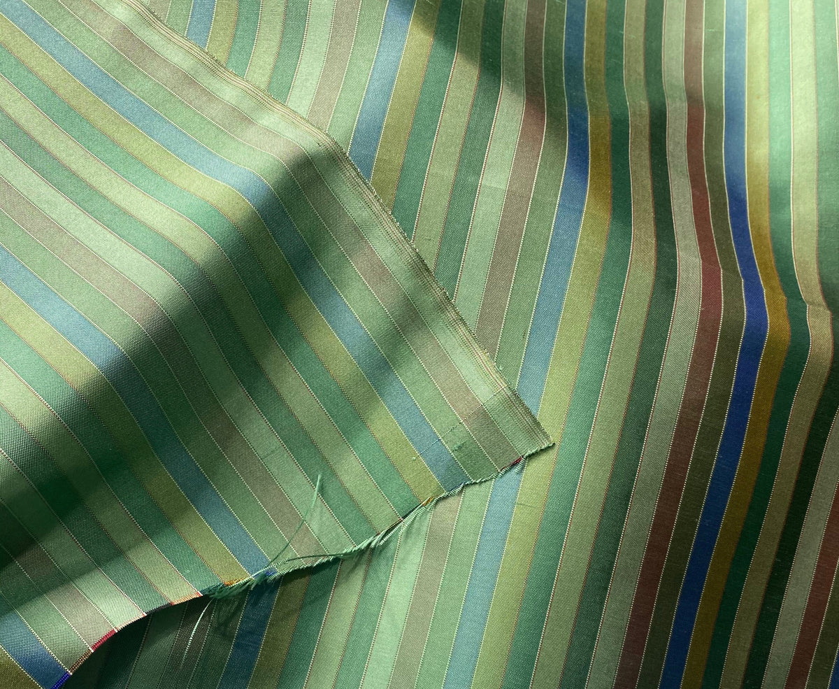 DEAL! Duchess Roxanne Designer 100% Silk Taffeta - Blue, Green, & Teal Stripes - Fancy Styles Fabric Pierre Frey Lee Jofa Brunschwig & Fils