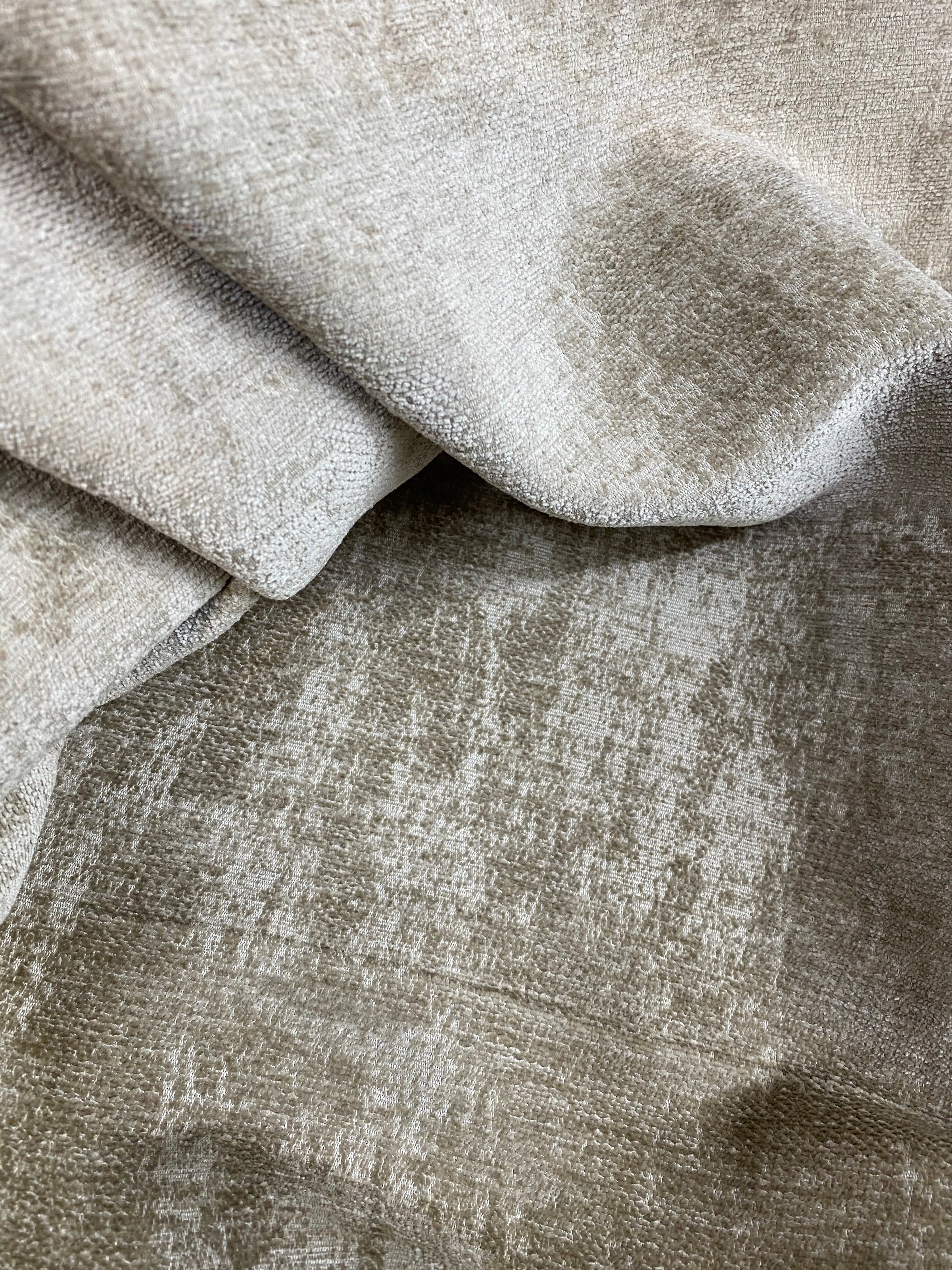 Wholesale Luxe French Chenille Fabric Taupe 25 yard roll