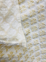 NEW Designer Satin Regal Leaf Motif Drapery Yellow & Cream Fabric - Fancy Styles Fabric Pierre Frey Lee Jofa Brunschwig & Fils