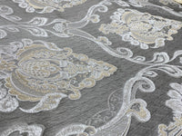 NEW Lady Catherine Designer Satin Damask Brocade Drapery Upholstery Gray Fabric - Fancy Styles Fabric Pierre Frey Lee Jofa Brunschwig & Fils