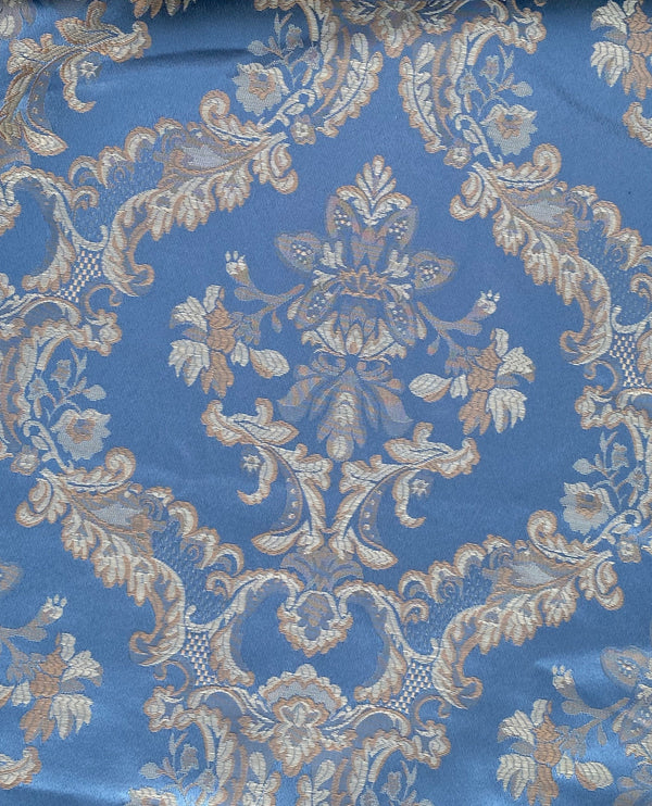 NEW Prince Lucas Designer Satin Damask Brocade Upholstery Drapery Sky Blue Fabric - Fancy Styles Fabric Pierre Frey Lee Jofa Brunschwig & Fils
