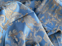 NEW Prince Lucas Designer Satin Damask Brocade Upholstery Drapery Sky Blue Fabric - Fancy Styles Fabric Pierre Frey Lee Jofa Brunschwig & Fils