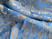 NEW Prince Lucas Designer Satin Damask Brocade Upholstery Drapery Sky Blue Fabric - Fancy Styles Fabric Pierre Frey Lee Jofa Brunschwig & Fils