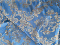 NEW Prince Lucas Designer Satin Damask Brocade Upholstery Drapery Sky Blue Fabric - Fancy Styles Fabric Pierre Frey Lee Jofa Brunschwig & Fils