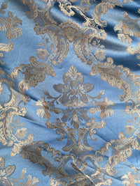 NEW Prince Lucas Designer Satin Damask Brocade Upholstery Drapery Sky Blue Fabric - Fancy Styles Fabric Pierre Frey Lee Jofa Brunschwig & Fils