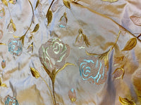 NEW Queen Margaery 100% Silk Taffeta Fabric Floral Embroidered Rose Chartreuse with Lavender Iridescence - Fancy Styles Fabric Pierre Frey Lee Jofa Brunschwig & Fils