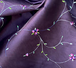 NEW Miss Jessica 100% Silk Dupioni Embroidered Floral Purple Pink and Green Fabric - Fancy Styles Fabric Pierre Frey Lee Jofa Brunschwig & Fils