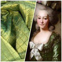 NEW Lady Morgan 100% Silk Dupioni Fabric Pintuck Diamond Green with Teal Iridescence - Fancy Styles Fabric Pierre Frey Lee Jofa Brunschwig & Fils
