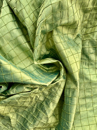 NEW Lady Morgan 100% Silk Dupioni Fabric Pintuck Diamond Green with Teal Iridescence - Fancy Styles Fabric Pierre Frey Lee Jofa Brunschwig & Fils