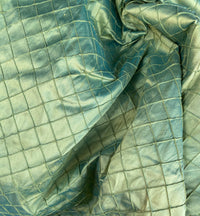 NEW Lady Morgan 100% Silk Dupioni Fabric Pintuck Diamond Green with Teal Iridescence - Fancy Styles Fabric Pierre Frey Lee Jofa Brunschwig & Fils