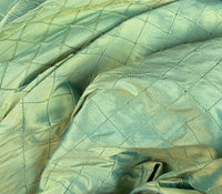 NEW Lady Morgan 100% Silk Dupioni Fabric Pintuck Diamond Green with Teal Iridescence - Fancy Styles Fabric Pierre Frey Lee Jofa Brunschwig & Fils