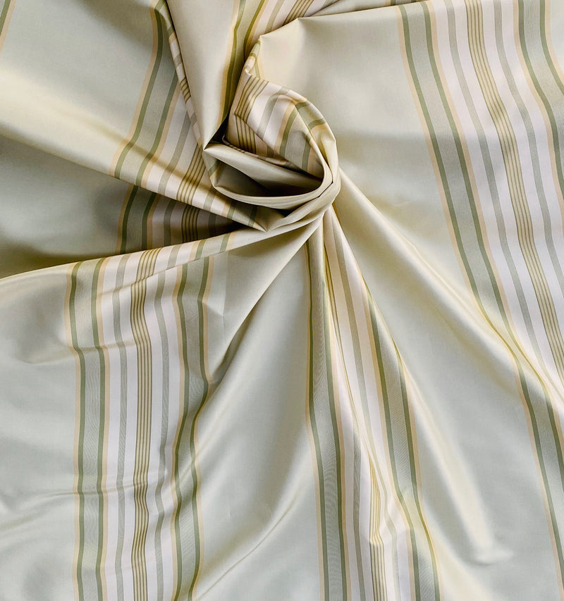 NEW Lady Piper Designer 100% Silk Taffeta Pistachio Green Striped Fabric - Fancy Styles Fabric Pierre Frey Lee Jofa Brunschwig & Fils