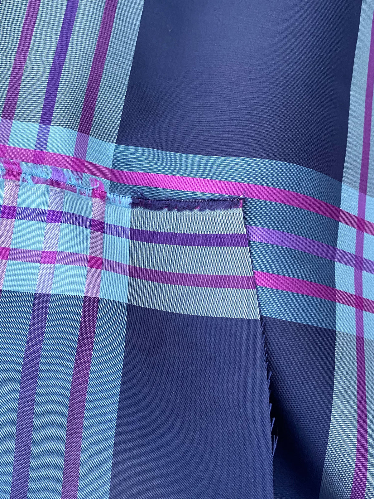 NEW Lady Alexandra Designer 100% Silk Taffeta Purple Fuchsia Pink Plaid Tartan Fabric - Fancy Styles Fabric Pierre Frey Lee Jofa Brunschwig & Fils