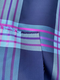 NEW Lady Alexandra Designer 100% Silk Taffeta Purple Fuchsia Pink Plaid Tartan Fabric - Fancy Styles Fabric Pierre Frey Lee Jofa Brunschwig & Fils