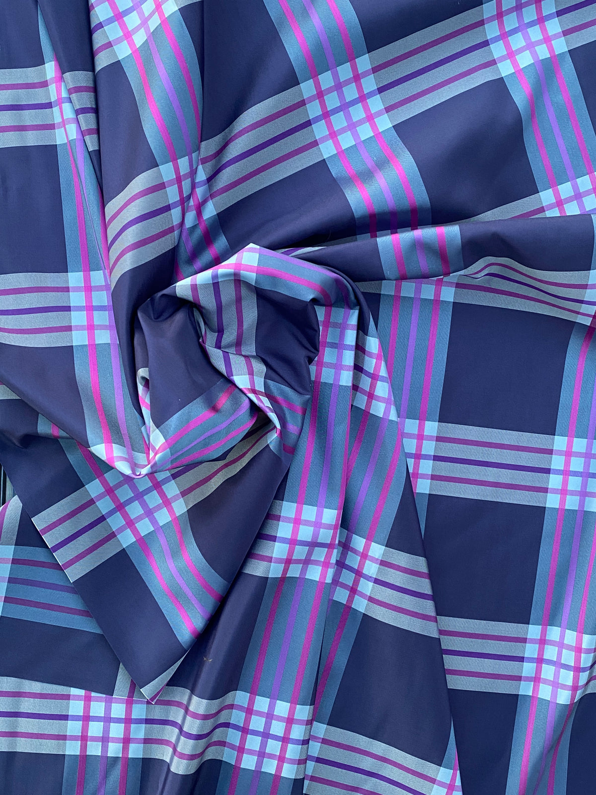 NEW Lady Alexandra Designer 100% Silk Taffeta Purple Fuchsia Pink Plaid Tartan Fabric - Fancy Styles Fabric Pierre Frey Lee Jofa Brunschwig & Fils
