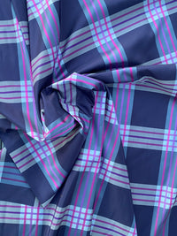 NEW Lady Alexandra Designer 100% Silk Taffeta Purple Fuchsia Pink Plaid Tartan Fabric - Fancy Styles Fabric Pierre Frey Lee Jofa Brunschwig & Fils