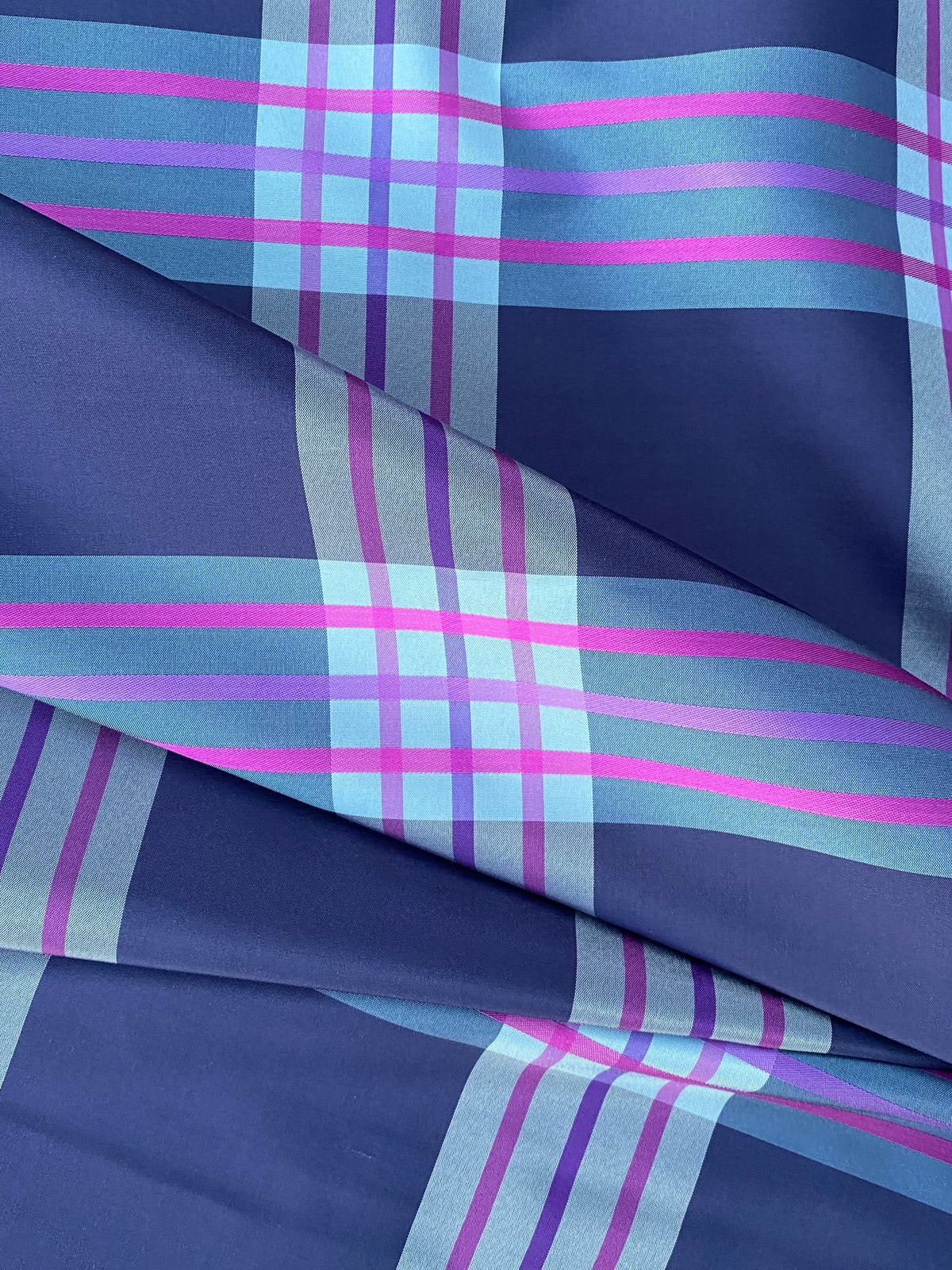NEW Lady Alexandra Designer 100% Silk Taffeta Purple Fuchsia Pink Plaid Tartan Fabric - Fancy Styles Fabric Pierre Frey Lee Jofa Brunschwig & Fils