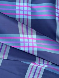 NEW Lady Alexandra Designer 100% Silk Taffeta Purple Fuchsia Pink Plaid Tartan Fabric - Fancy Styles Fabric Pierre Frey Lee Jofa Brunschwig & Fils