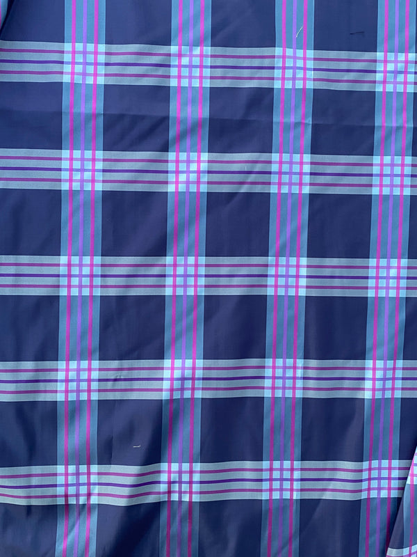 NEW Lady Alexandra Designer 100% Silk Taffeta Purple Fuchsia Pink Plaid Tartan Fabric - Fancy Styles Fabric Pierre Frey Lee Jofa Brunschwig & Fils