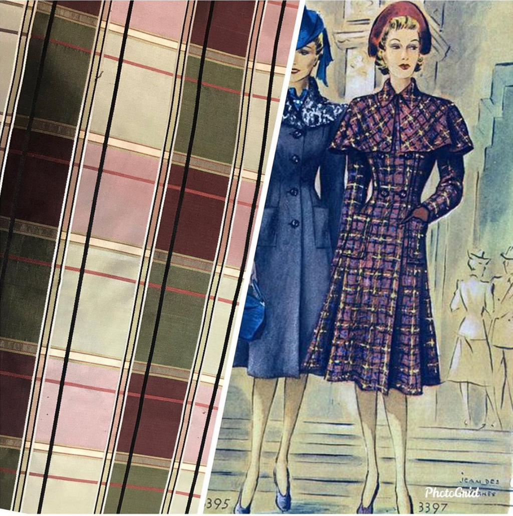 NEW Lady Beatrice Designer 100% Silk Taffeta Plaid Tartan Ribbon Fabric Pink & Purple - Fancy Styles Fabric Pierre Frey Lee Jofa Brunschwig & Fils