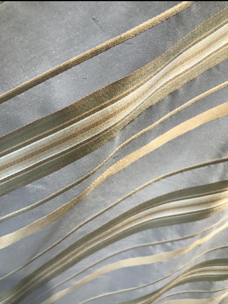 Lady Grace 100% Silk Taffeta Drapery Fabric - Stripe Blue And Gold GFSAB0001 - Fancy Styles Fabric Pierre Frey Lee Jofa Brunschwig & Fils