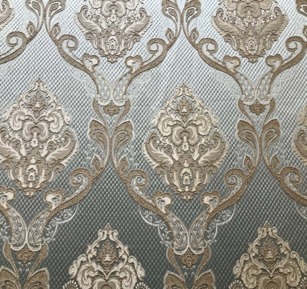 NEW King Eliot Antique Inspired Eggshell Silver Blue Satin Brocade Upholstery Fabric - Fancy Styles Fabric Pierre Frey Lee Jofa Brunschwig & Fils