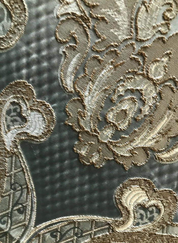 NEW King Eliot Antique Inspired Eggshell Silver Blue Satin Brocade Upholstery Fabric - Fancy Styles Fabric Pierre Frey Lee Jofa Brunschwig & Fils