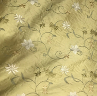 NEW! 100% Silk Dupioni Drapery Golden Yellow Embroidered Floral Fabric GFSUY0001 - Fancy Styles Fabric Pierre Frey Lee Jofa Brunschwig & Fils
